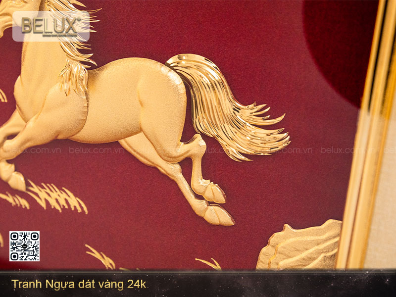 Tranh Ngựa dát vàng 24k (25x30)– Biểu tượng của sức mạnh, thành công và may mắn